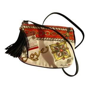 Brighton Glitter & Go Pouch Love Chain Jewel Print Crossbody Mini Bag New